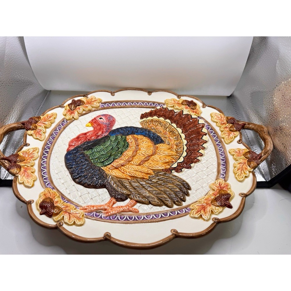 Omnibus by Fitz and Floyd Turkey Platter 17in Harvest Time NIB Autumn Fall 1995